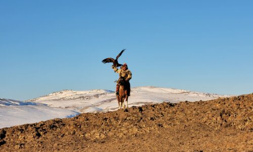 Master Eagle Hunter Dalaikan on Altai Mountains, Bayan-Ulgii, Mongolia
