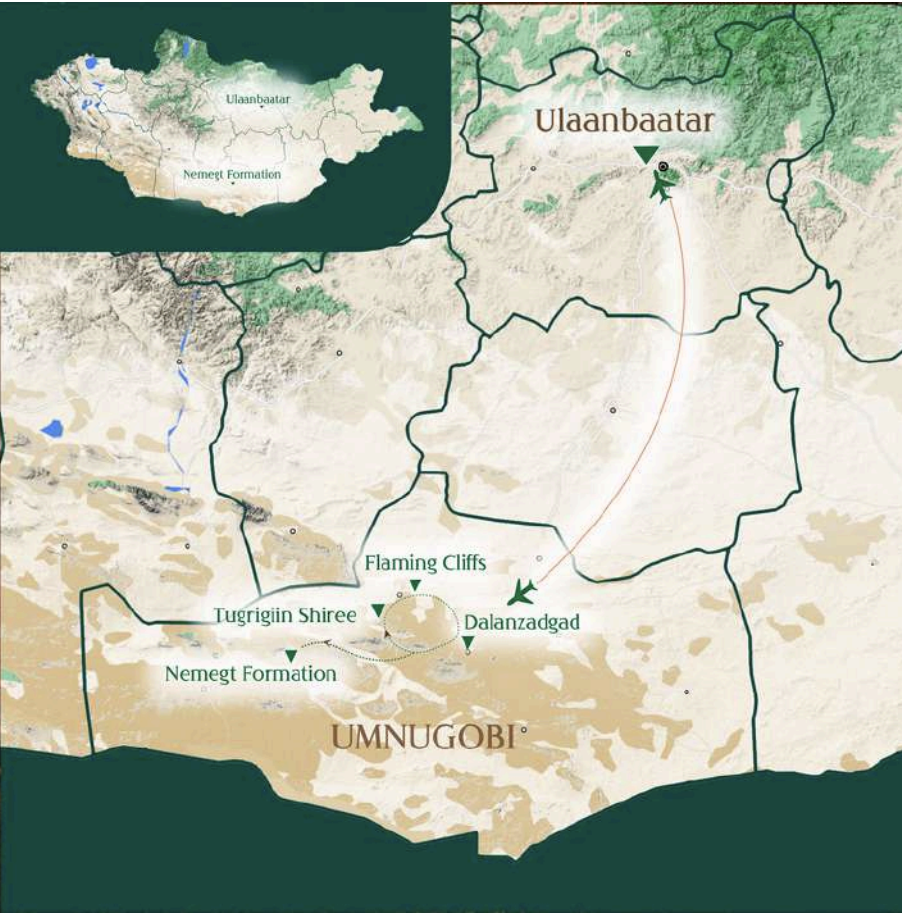Dinosaurs of Mongolia Map