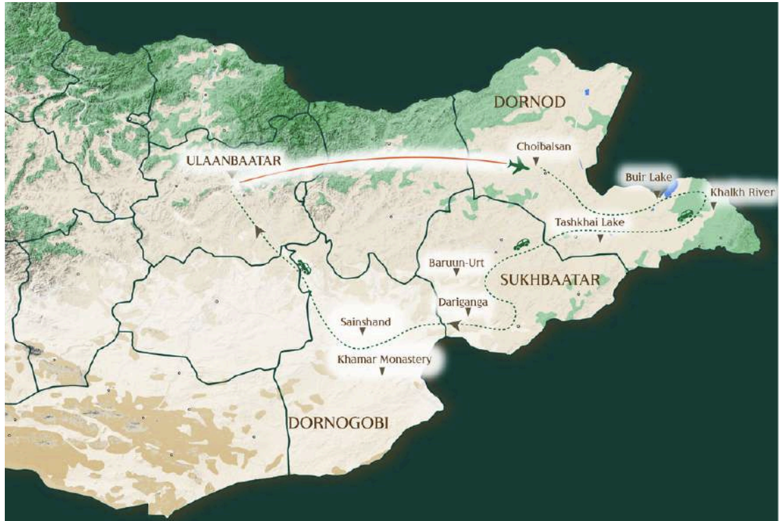 Eastern Mongolia Overland map