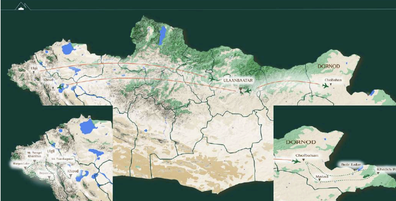 Mongolia From Sunrise to Sunset map