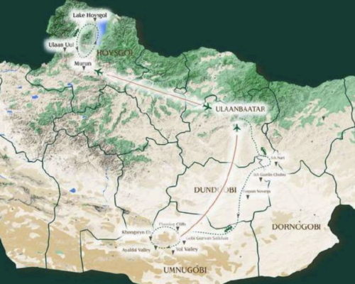 Trails of Lake Khuvsgul map Trails of Lake Khuvsgul map