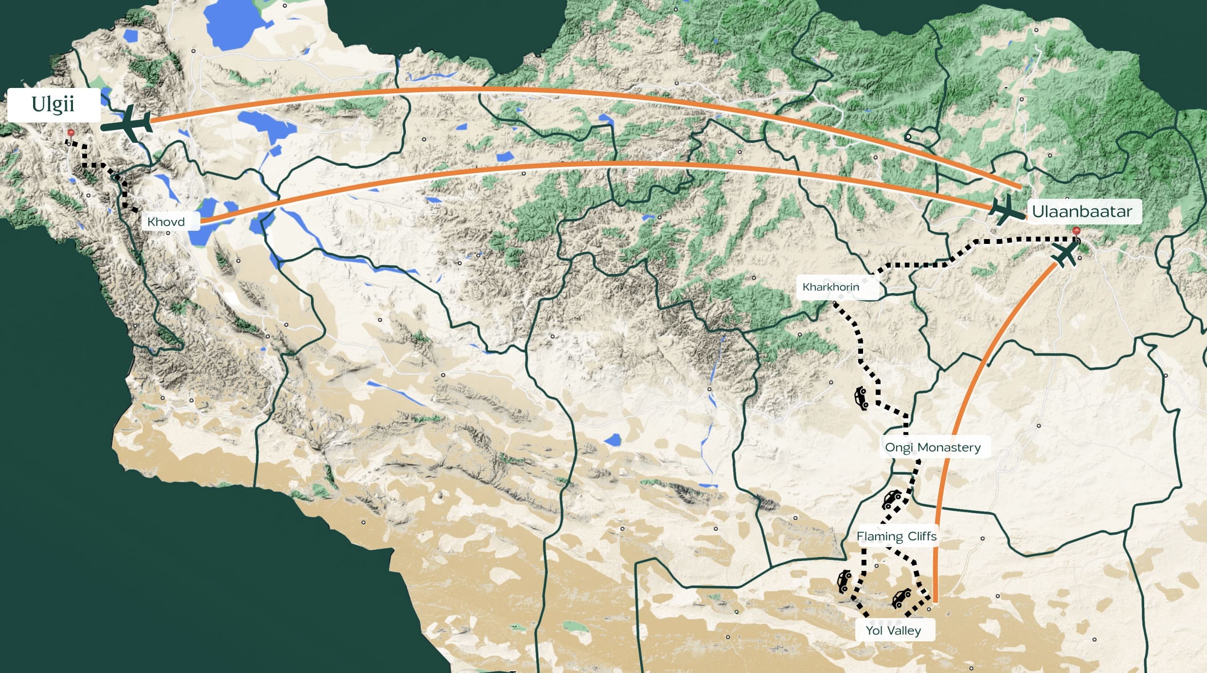 mountains, temples, treasures map